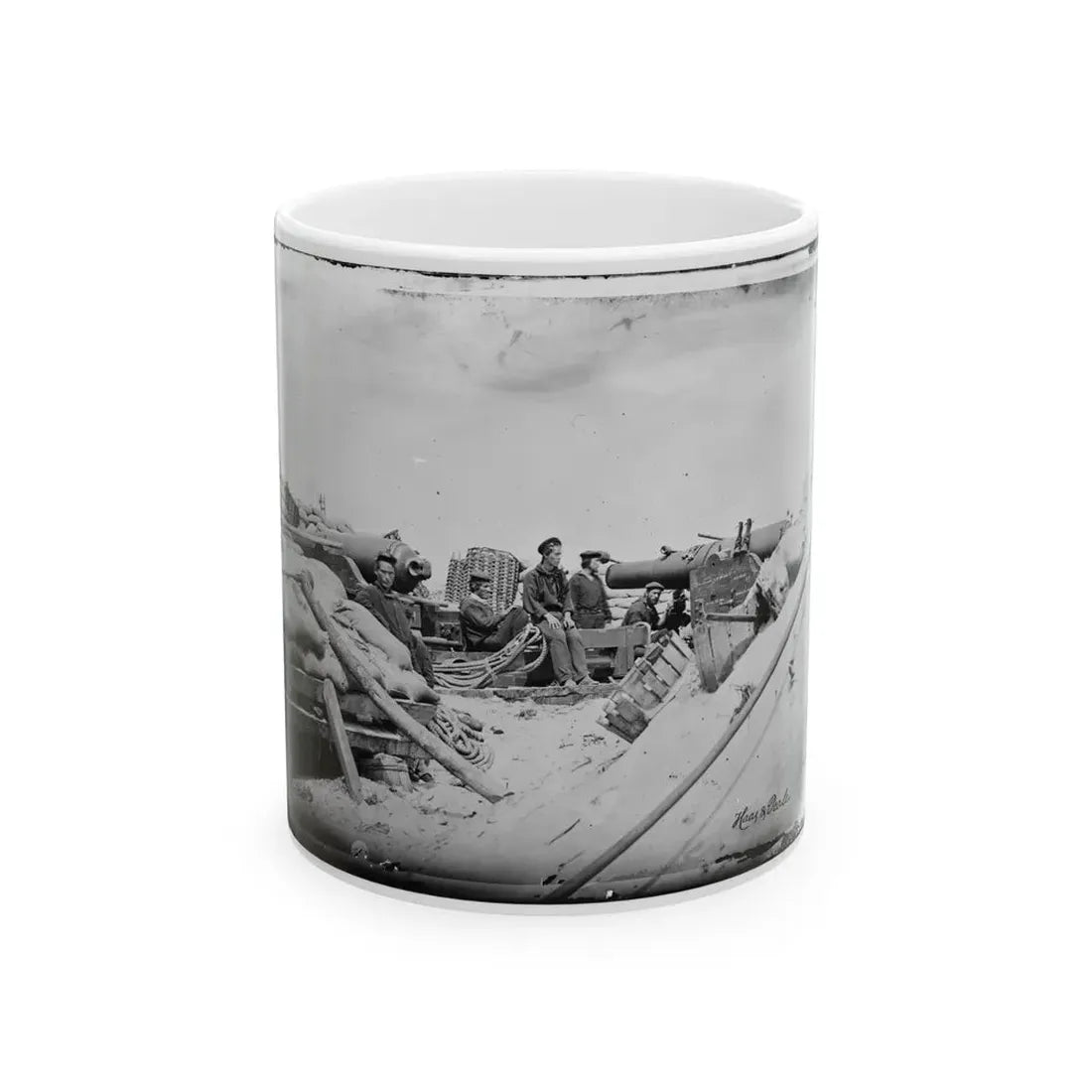Morris Island, South Carolina. Naval Battery. Two 80-Pounder Whitworths. Breaching Battery Against Fort Sumpter (U.S. Civil War) White Coffee Mug 11oz - Go Mug Yourself