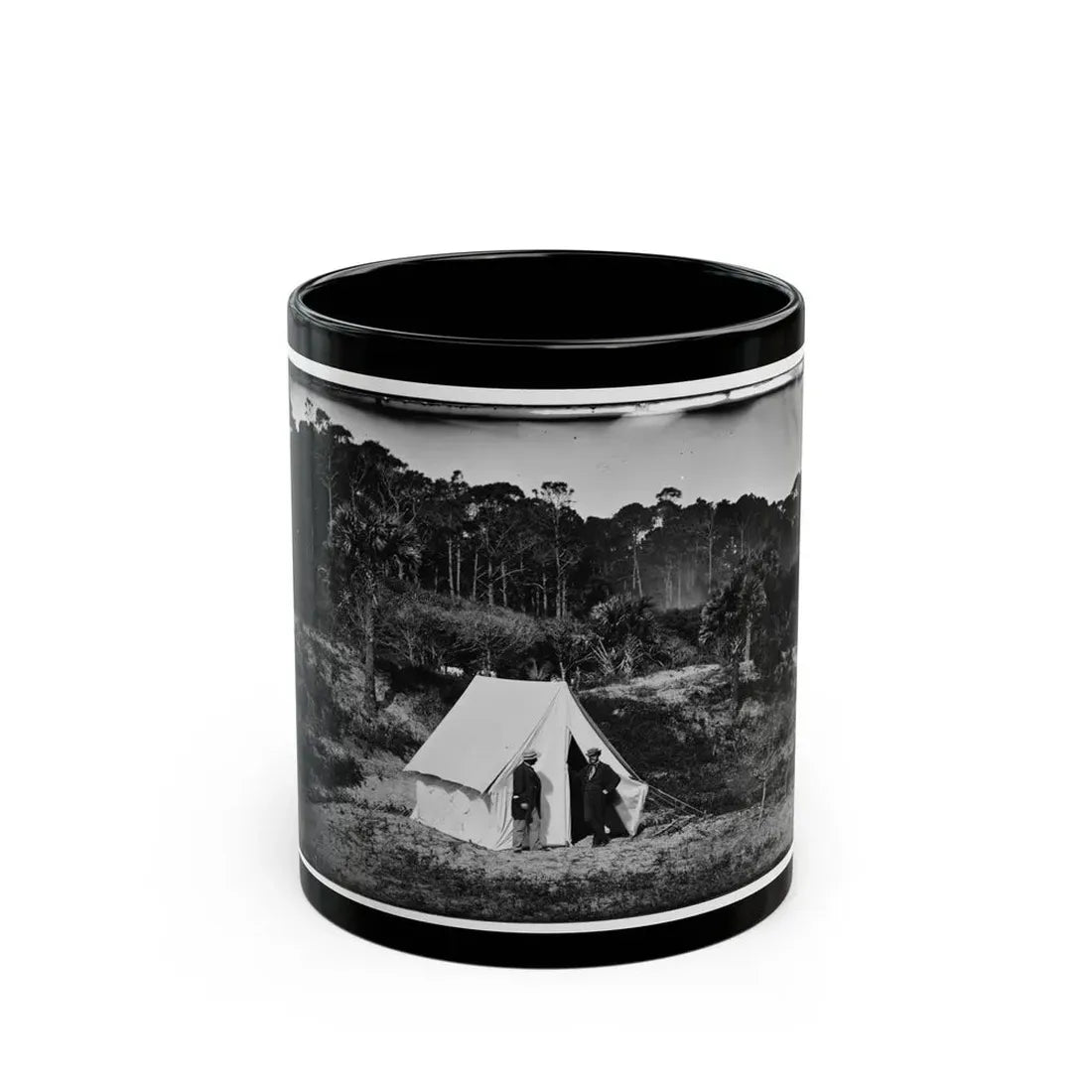 Morris Island, South Carolina. Two Men In Front Of Tent (U.S. Civil War) Black Coffee Mug 11oz - Go Mug Yourself