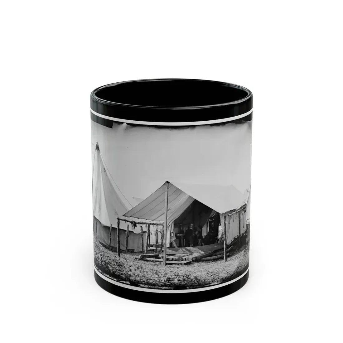 Morris Island, South Carolina. Unidentified Camp Scene (U.S. Civil War) Black Coffee Mug 11oz - Go Mug Yourself