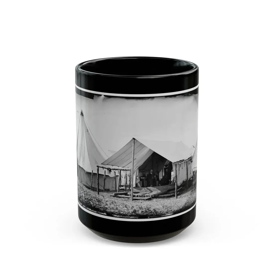 Morris Island, South Carolina. Unidentified Camp Scene (U.S. Civil War) Black Coffee Mug 15oz - Go Mug Yourself
