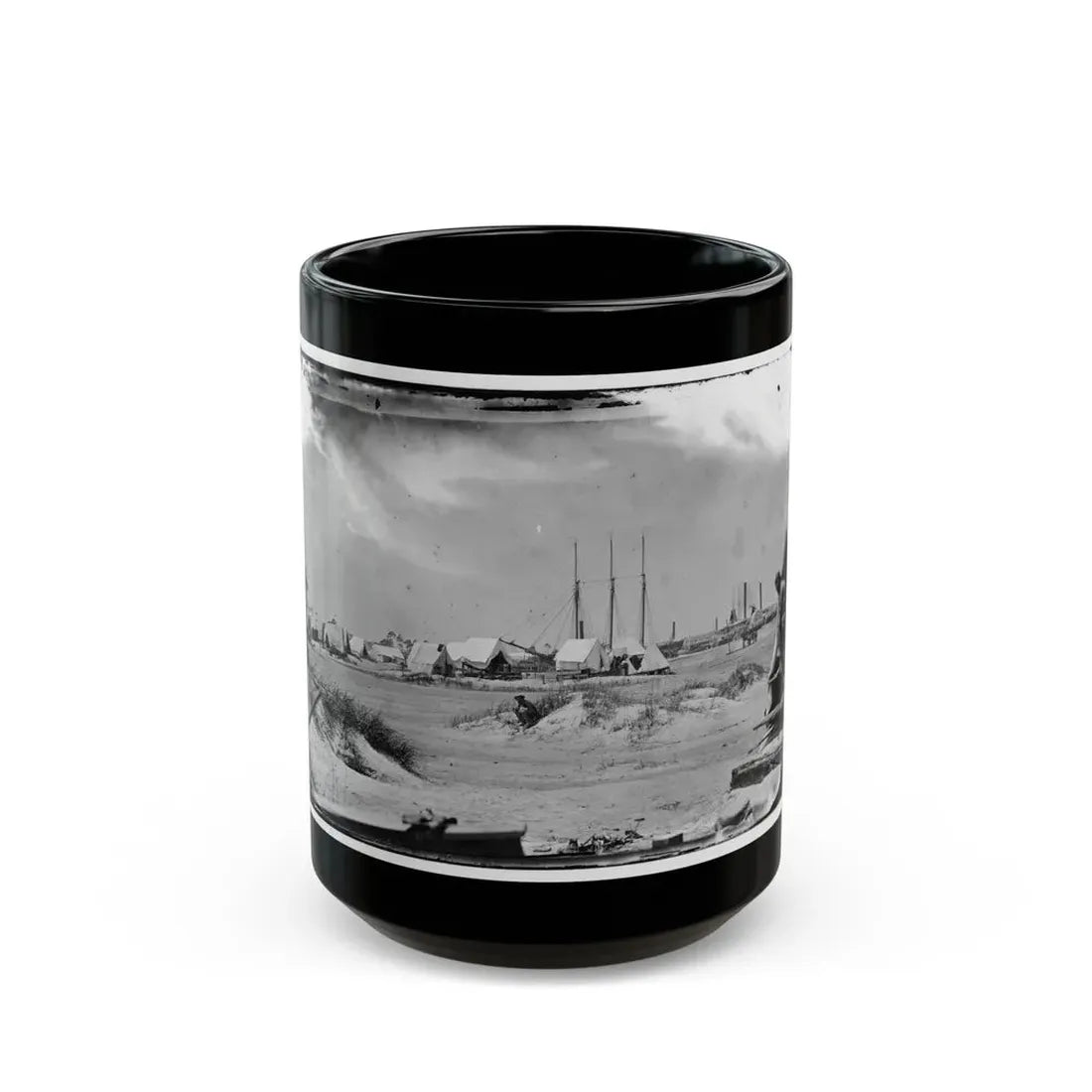 Morris Island, South Carolina. Unidentified Camp (U.S. Civil War) Black Coffee Mug 15oz - Go Mug Yourself