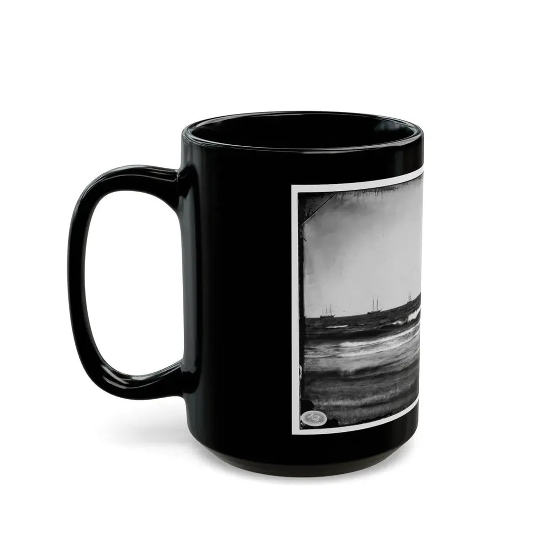 Morris Island, South Carolina. U.S. Fleet Offshore (U.S. Civil War) Black Coffee Mug - Go Mug Yourself