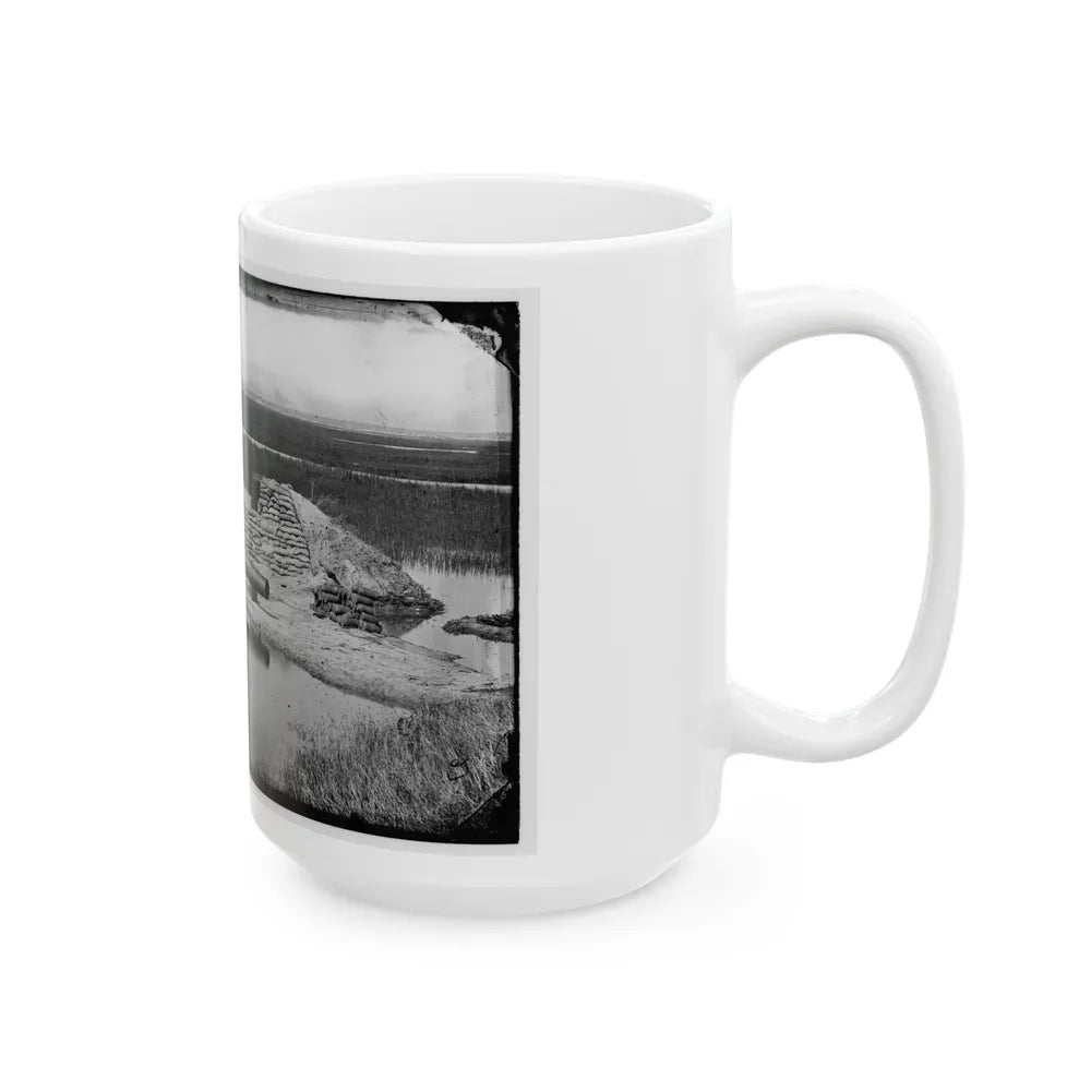 Morris Island, South Carolina. Battery Hays. One 8-Inch Parrot Rifle, Dismounted. Breaching Battery Against Fort Sumter (U.S. Civil War) White Coffee Mug-Go Mug Yourself