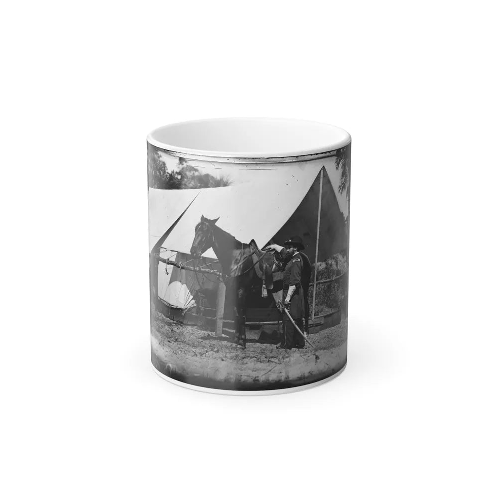 Morris Island, South Carolina. General Quincy A. Gillmore in Front of His Tent (U.S. Civil War) Color Changing Coffee Mug 11oz-11oz-Go Mug Yourself