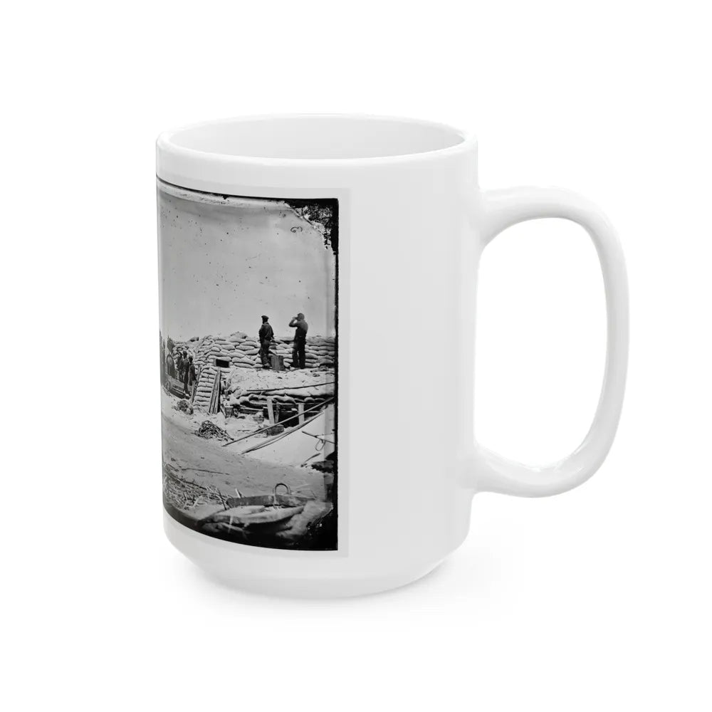 Morris Island, South Carolina. Naval Battery. Two 8-Inch Parrot Rifles. Breaching Battery Against Fort Sumter (U.S. Civil War) White Coffee Mug-Go Mug Yourself