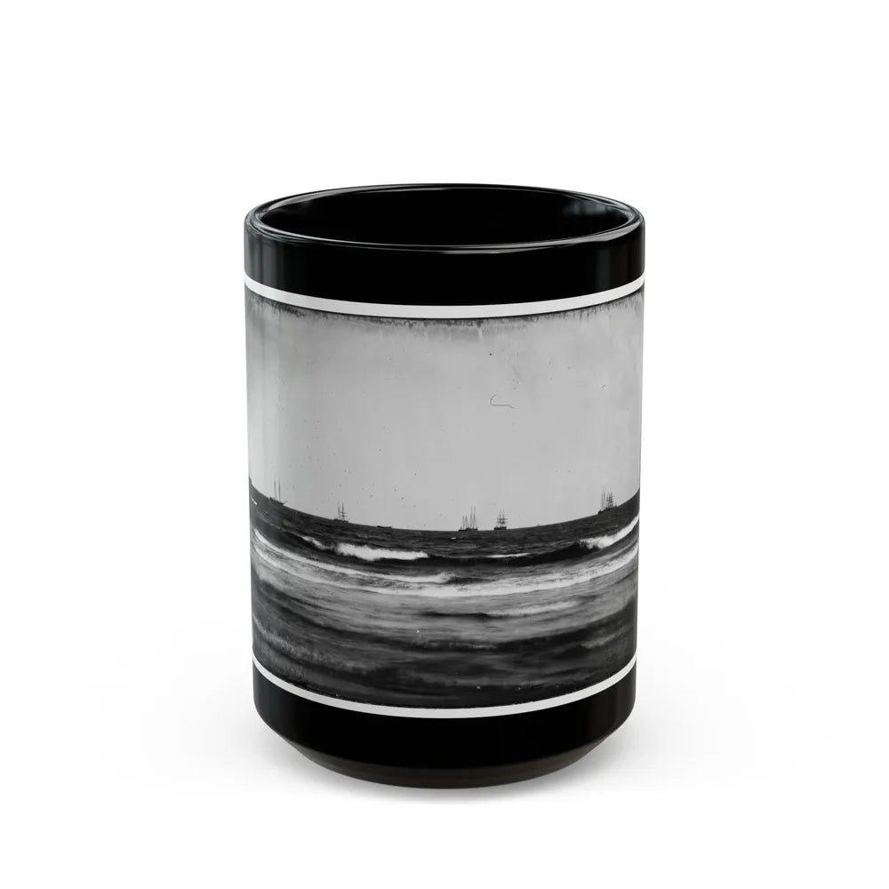 Morris Island, South Carolina. U.S. Fleet Offshore (U.S. Civil War) Black Coffee Mug-15oz-Go Mug Yourself
