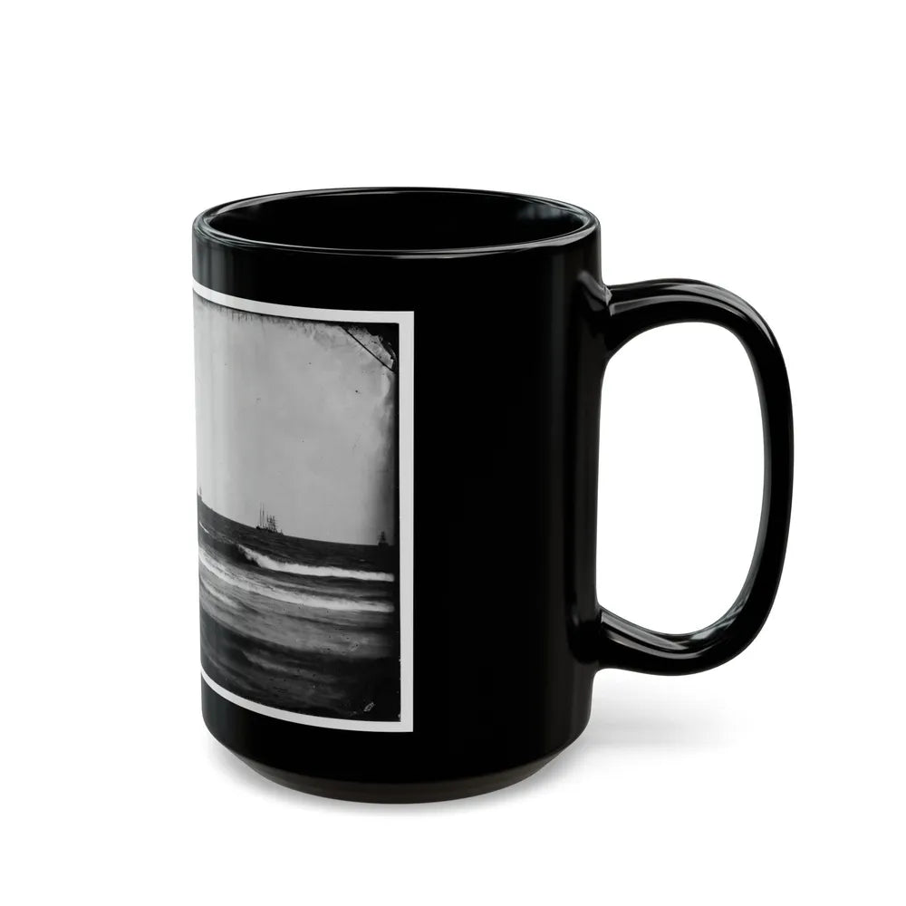 Morris Island, South Carolina. U.S. Fleet Offshore (U.S. Civil War) Black Coffee Mug-Go Mug Yourself