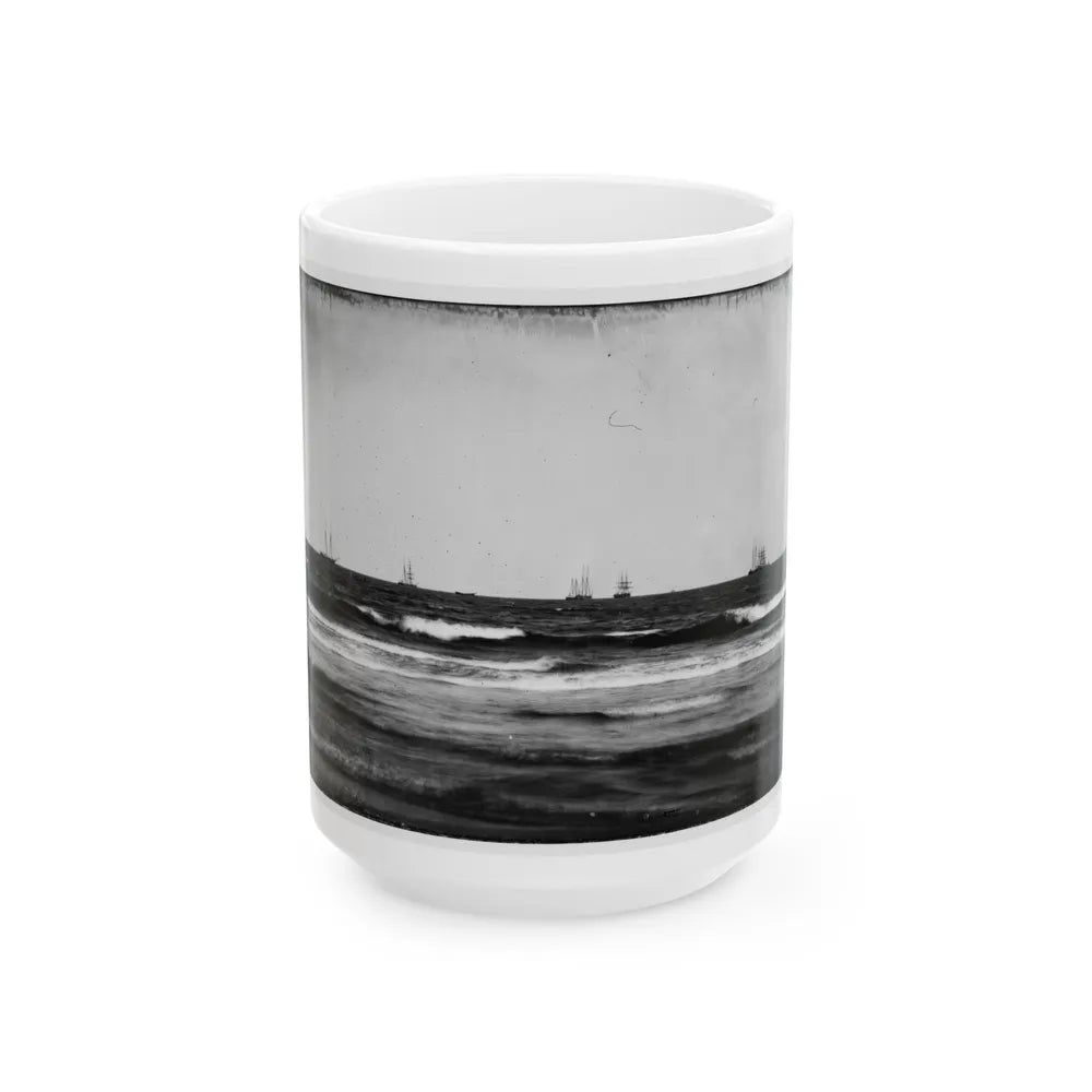 Morris Island, South Carolina. U.S. Fleet Offshore (U.S. Civil War) White Coffee Mug-15oz-Go Mug Yourself