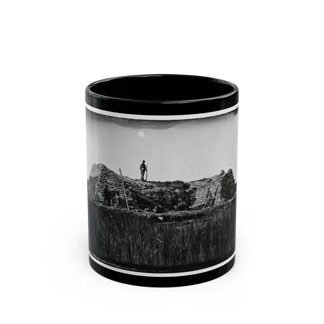 Morris Island (Vicinity), South Carolina. The Marsh Battery Or Swamp Angel After The Explosion, August 22, 1863 001 (U.S. Civil War) Black Coffee Mug 11oz - Go Mug Yourself