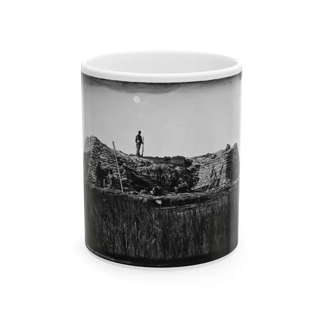 Morris Island (Vicinity), South Carolina. The Marsh Battery Or Swamp Angel After The Explosion, August 22, 1863 001 (U.S. Civil War) White Coffee Mug 11oz - Go Mug Yourself