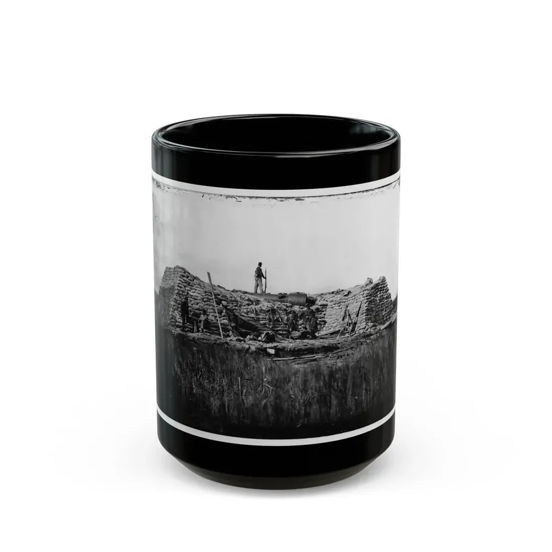 Morris Island (Vicinity), South Carolina. The Marsh Battery Or Swamp Angel After The Explosion, August 22, 1863 (U.S. Civil War) Black Coffee Mug 15oz - Go Mug Yourself