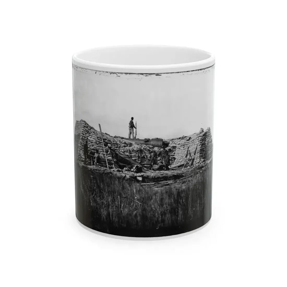 Morris Island (Vicinity), South Carolina. The Marsh Battery Or Swamp Angel After The Explosion, August 22, 1863 (U.S. Civil War) White Coffee Mug 11oz - Go Mug Yourself