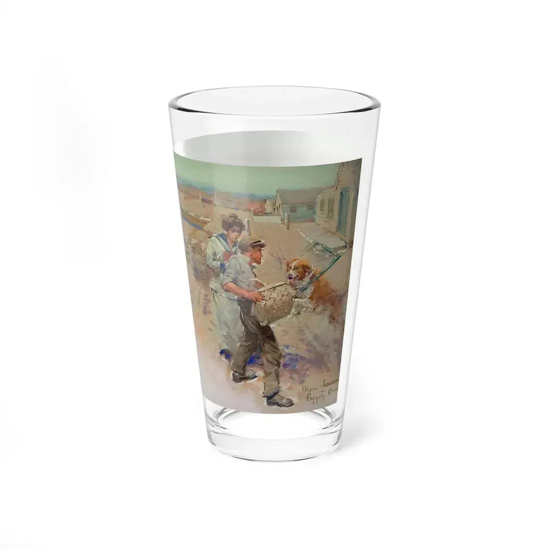 Moss Houses Peggoty Beach, American Magazine story illustration, 1914 (Magazine Illustration) Pint Glass 16oz - Go Mug Yourself