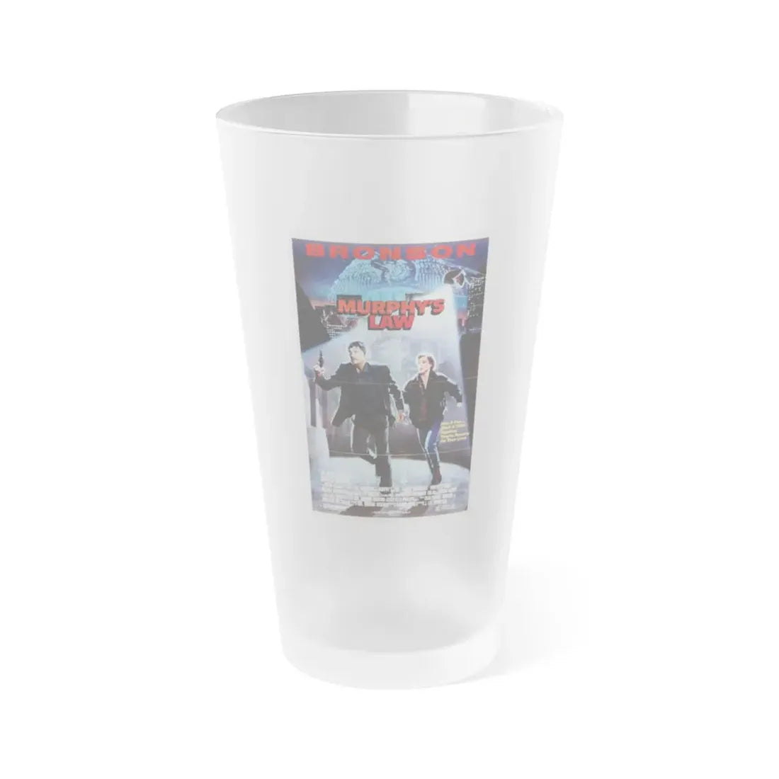 MURPHY'S LAW 1986 Movie Poster - Frosted Pint Glass 16oz 16oz Frosted - Go Mug Yourself
