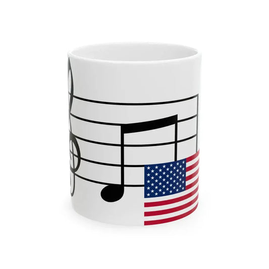 Musical Notes U.S. (United States) White Coffee Mug 11oz - Go Mug Yourself