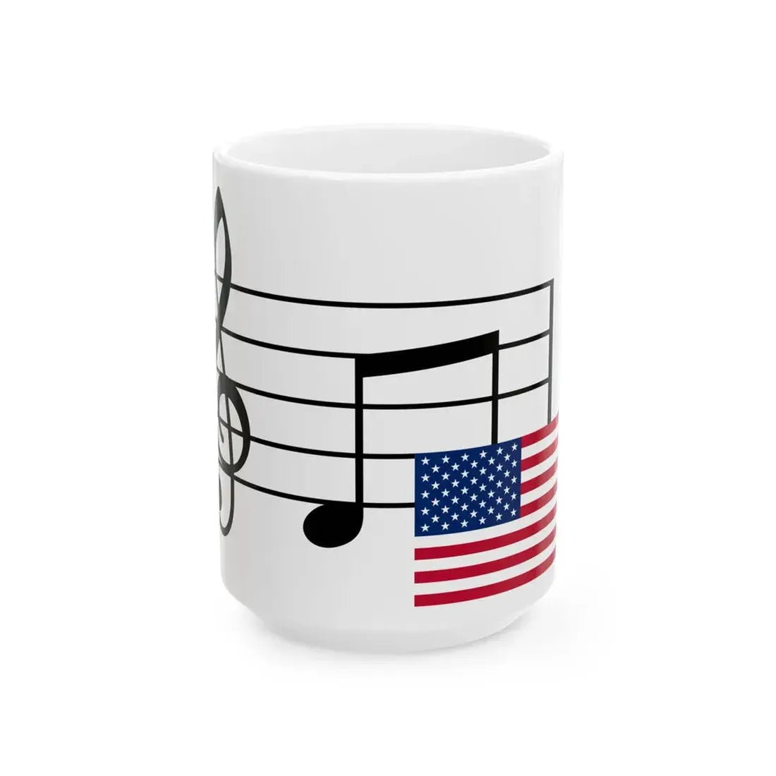 Musical Notes U.S. (United States) White Coffee Mug 15oz - Go Mug Yourself