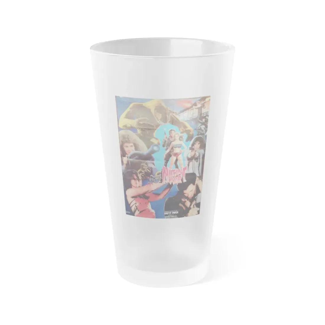 MUTANT WAR 1988 Movie Poster - Frosted Pint Glass 16oz 16oz Frosted - Go Mug Yourself