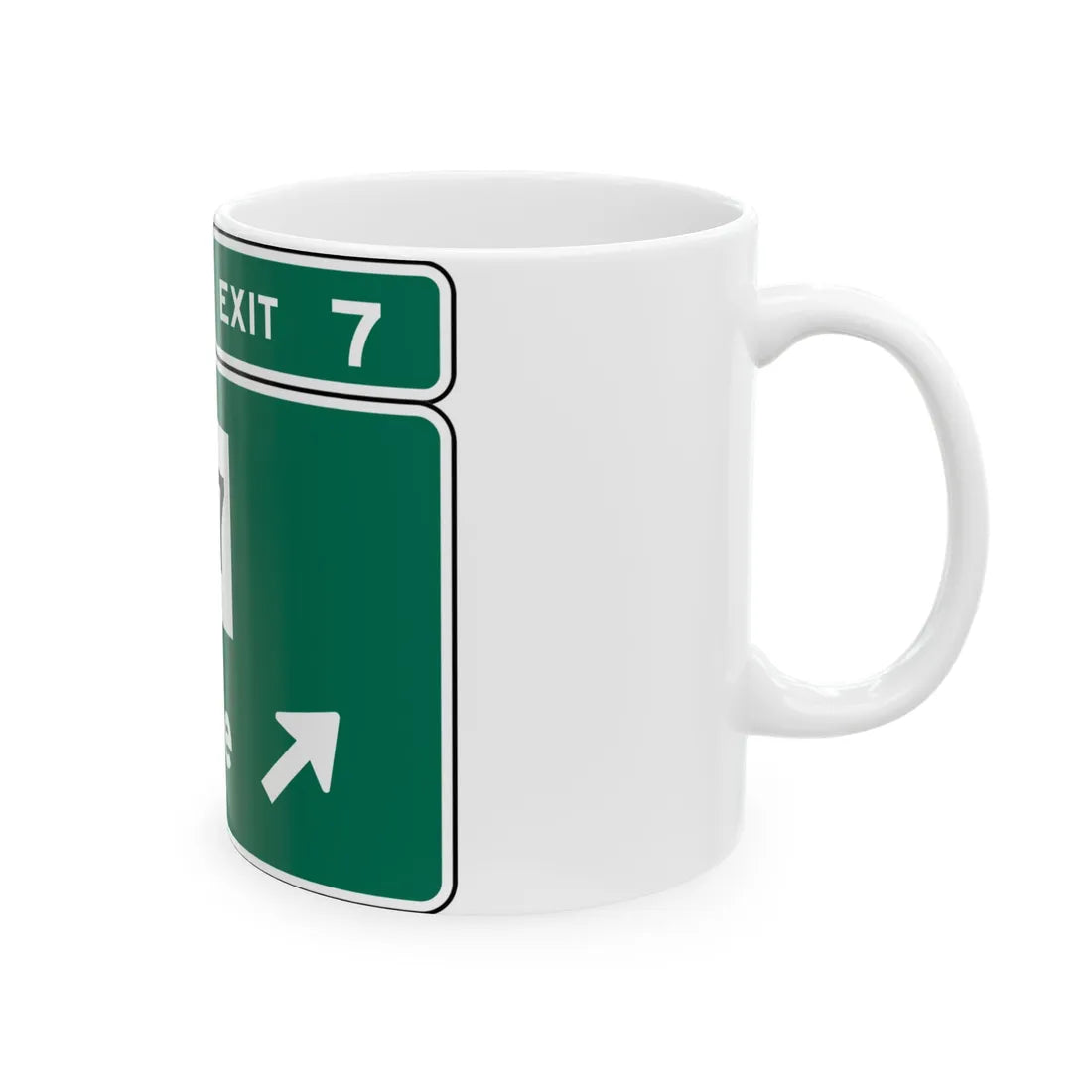 MUTCD Interchange Exit Direction Sign (Texas) (Road Sign) White Coffee Mug - Go Mug Yourself