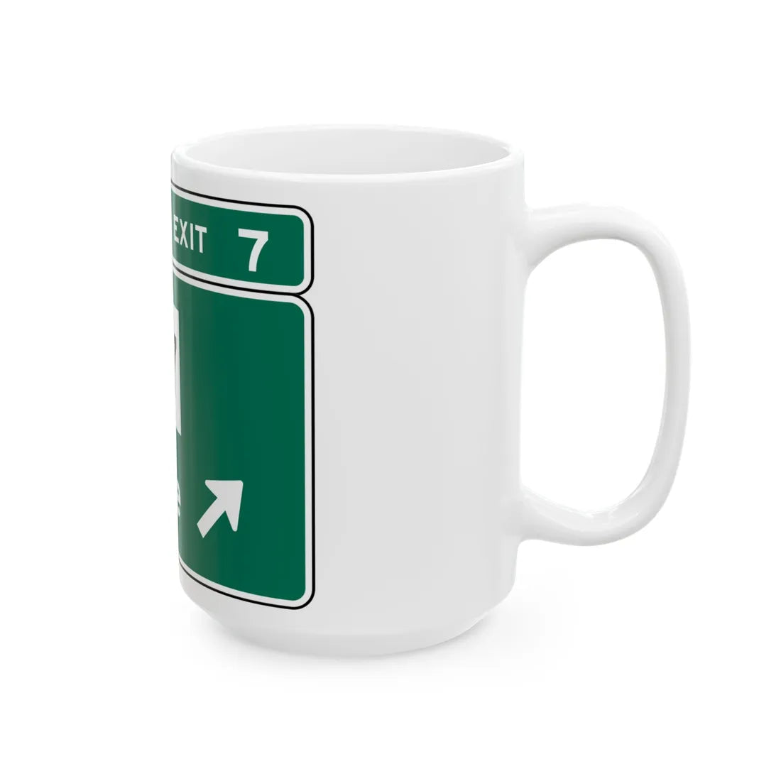 MUTCD Interchange Exit Direction Sign (Texas) (Road Sign) White Coffee Mug - Go Mug Yourself