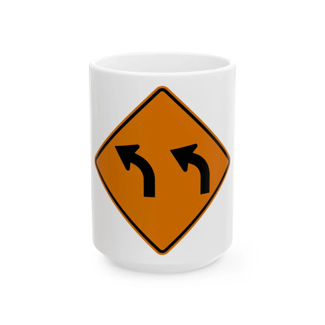 MUTCD-MI CW1-2bL (Michigan) (Road Sign) White Coffee Mug 15oz - Go Mug Yourself