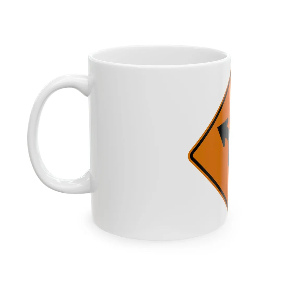 MUTCD-MI CW1-2bL (Michigan) (Road Sign) White Coffee Mug - Go Mug Yourself