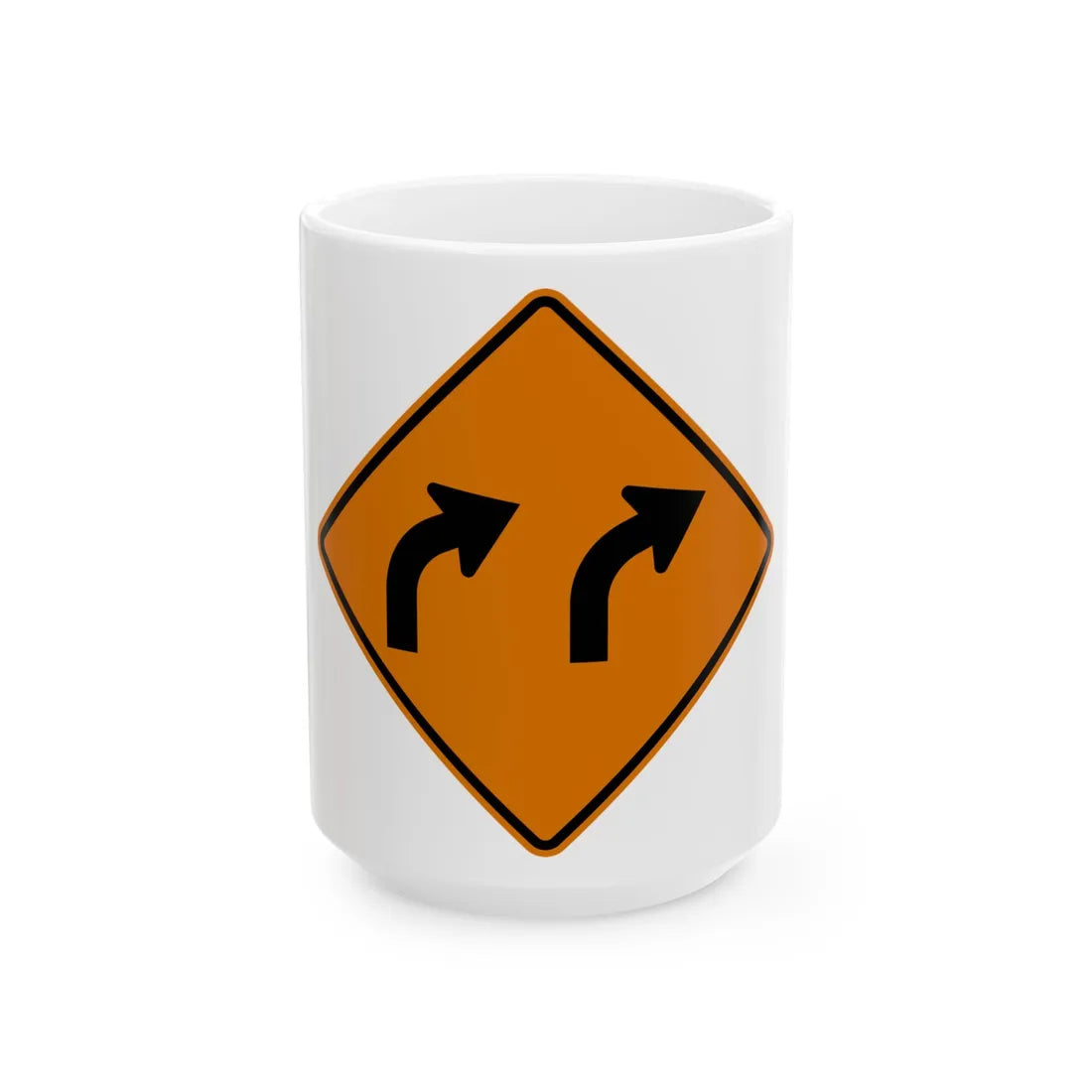 MUTCD-MI CW1-2bR (Michigan) (Road Sign) White Coffee Mug 15oz - Go Mug Yourself