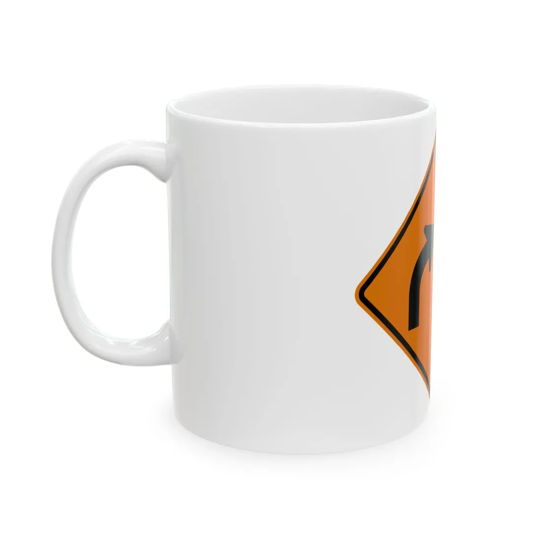 MUTCD-MI CW1-2bR (Michigan) (Road Sign) White Coffee Mug - Go Mug Yourself