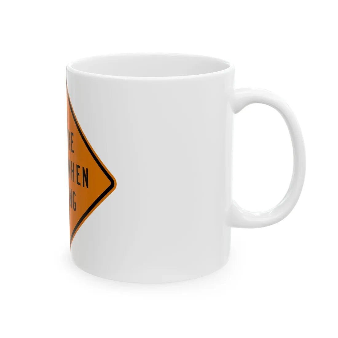 MUTCD-MI CW3-4b (Michigan) (Road Sign) White Coffee Mug - Go Mug Yourself