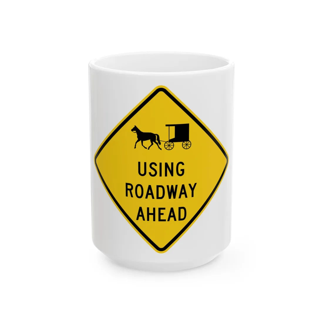MUTCD-OH W11-H14a (Ohio) (Road Sign) White Coffee Mug 15oz - Go Mug Yourself
