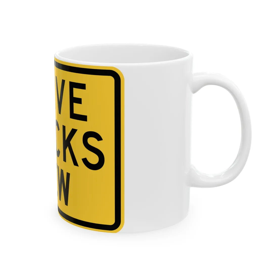 MUTCD-TX W1-11TP (Texas) (Road Sign) White Coffee Mug - Go Mug Yourself