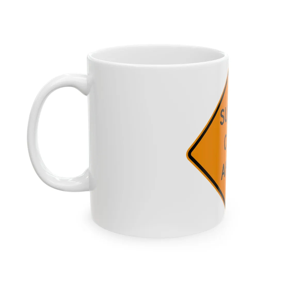 MUTCD-VA TW21-V8 (Virginia) (Road Sign) White Coffee Mug - Go Mug Yourself
