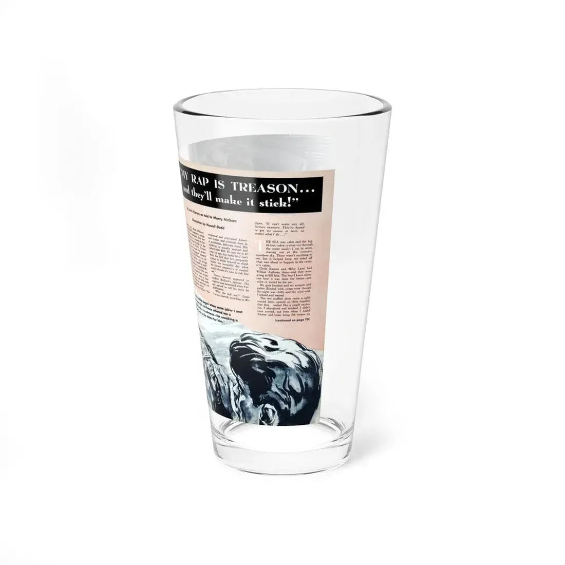 My Rap is Treason, Cavalcade magazine, September 1959 (Magazine Illustration) Pint Glass 16oz - Go Mug Yourself