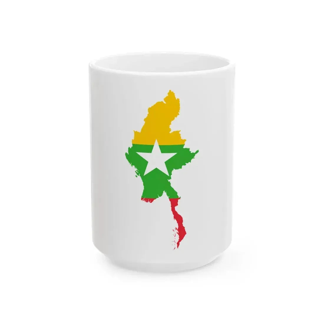 Myanmar Map Flag (Myanmar) White Coffee Mug 15oz - Go Mug Yourself