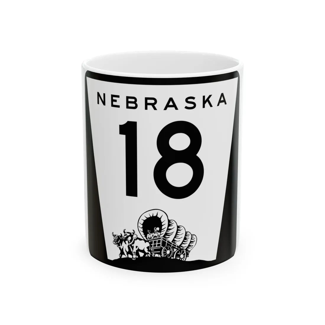 N-18 (Nebraska) (Road Sign) White Coffee Mug 11oz - Go Mug Yourself