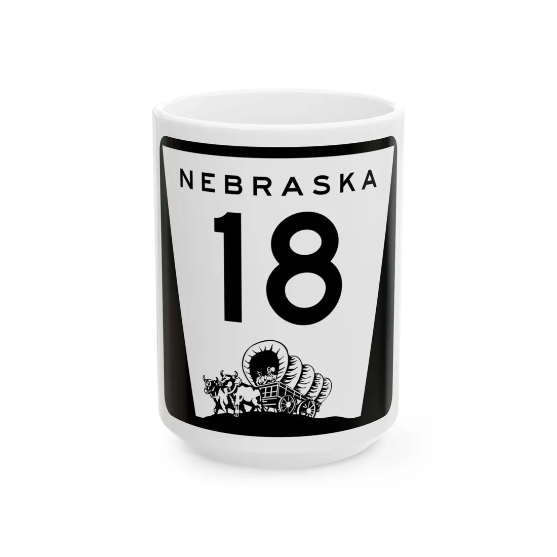 N-18 (Nebraska) (Road Sign) White Coffee Mug 15oz - Go Mug Yourself
