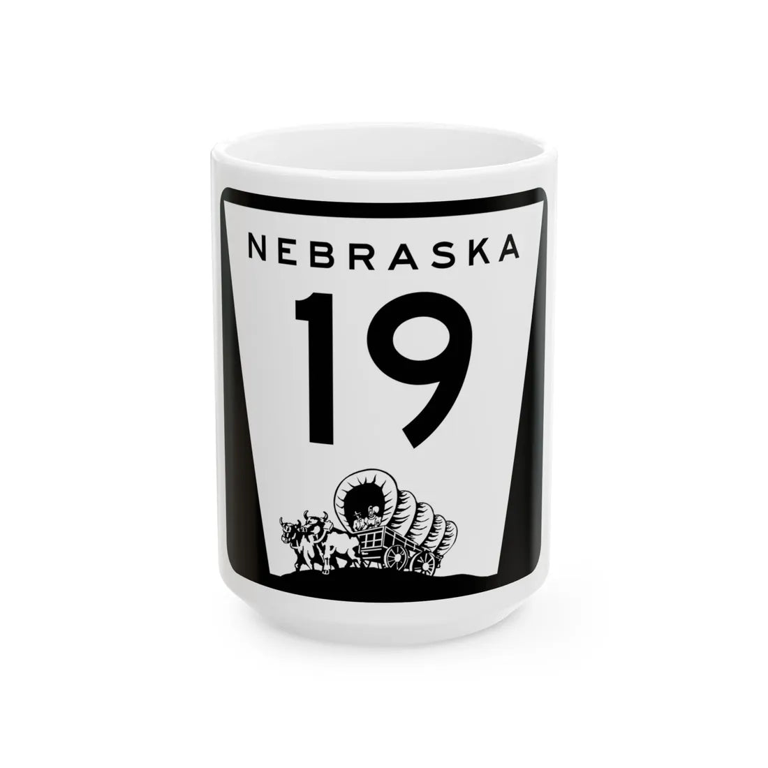 N-19 (Nebraska) (Road Sign) White Coffee Mug 15oz - Go Mug Yourself