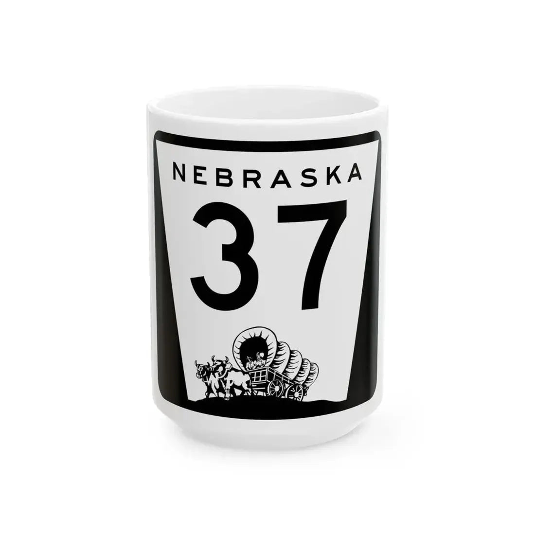 N-37 (Nebraska) (Road Sign) White Coffee Mug 15oz - Go Mug Yourself