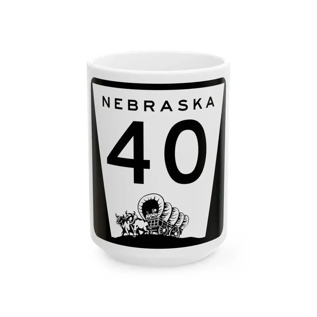 N-40 (Nebraska) (Road Sign) White Coffee Mug 15oz - Go Mug Yourself