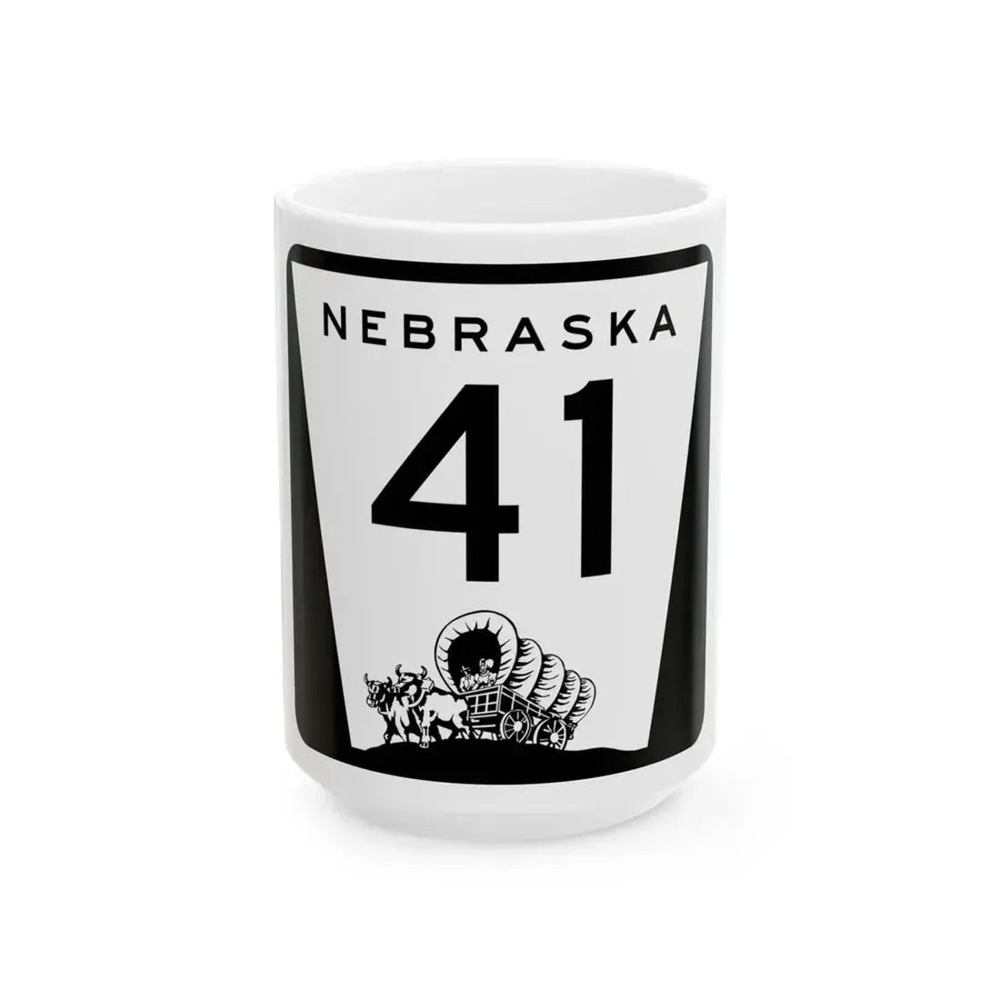 N-41 (Nebraska) (Road Sign) White Coffee Mug 15oz - Go Mug Yourself