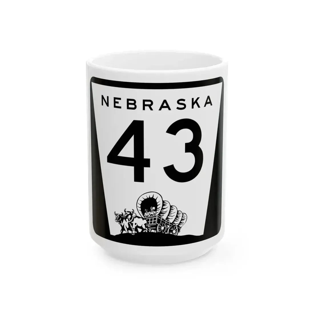 N-43 (Nebraska) (Road Sign) White Coffee Mug 15oz - Go Mug Yourself