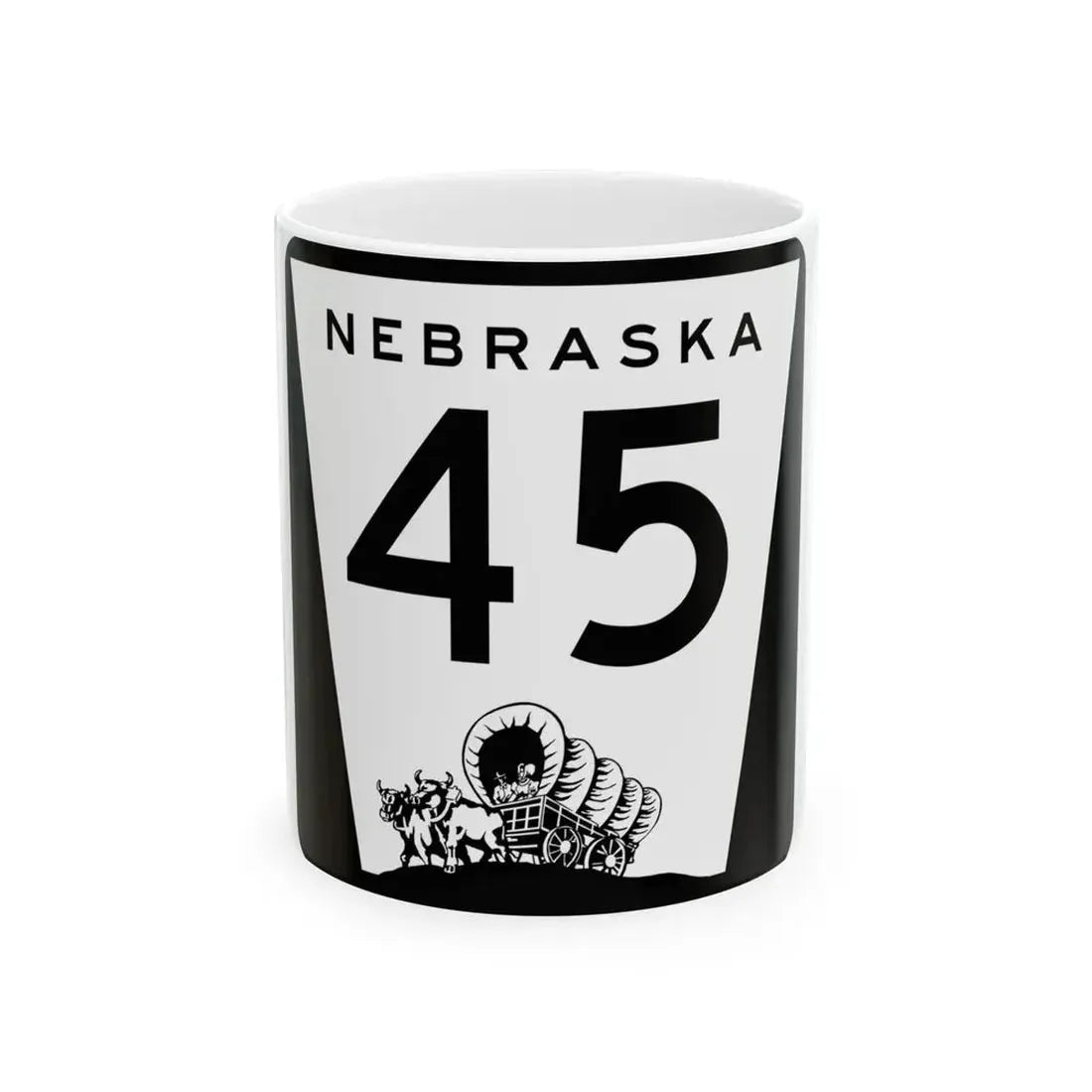 N-45 (Nebraska) (Road Sign) White Coffee Mug 11oz - Go Mug Yourself