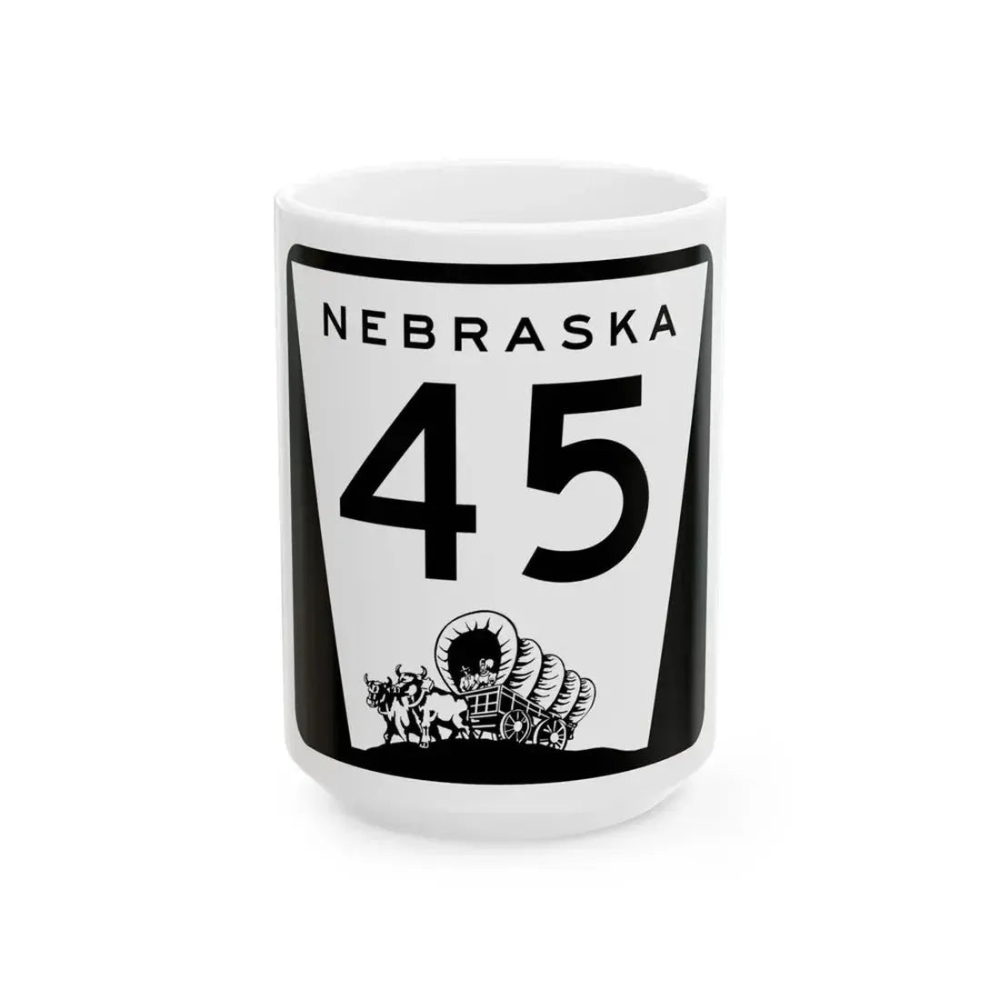 N-45 (Nebraska) (Road Sign) White Coffee Mug 15oz - Go Mug Yourself
