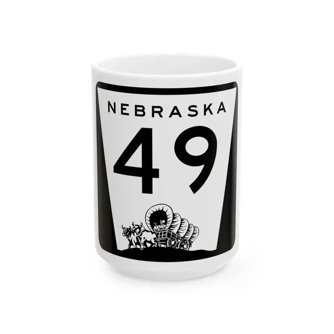 N-49 (Nebraska) (Road Sign) White Coffee Mug 15oz - Go Mug Yourself