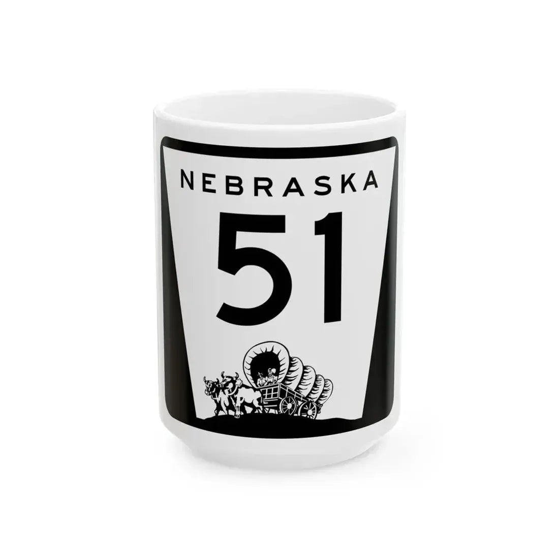 N-51 (Nebraska) (Road Sign) White Coffee Mug 15oz - Go Mug Yourself