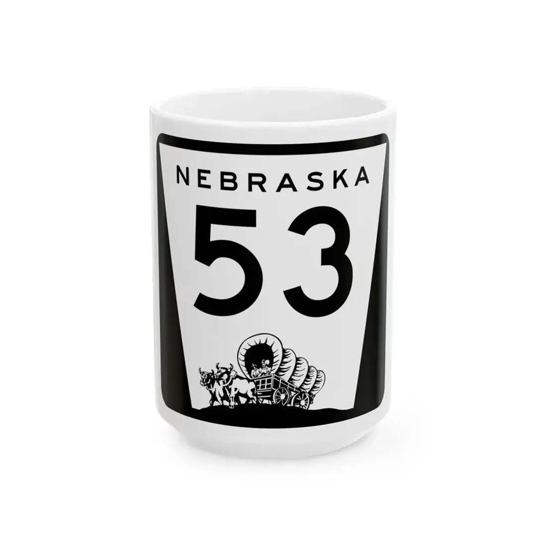 N-53 (Nebraska) (Road Sign) White Coffee Mug 15oz - Go Mug Yourself