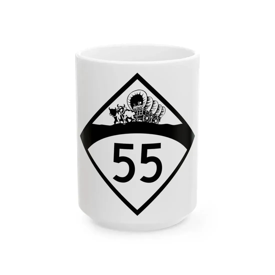 N-55 1950 (Nebraska) (Road Sign) White Coffee Mug 15oz - Go Mug Yourself