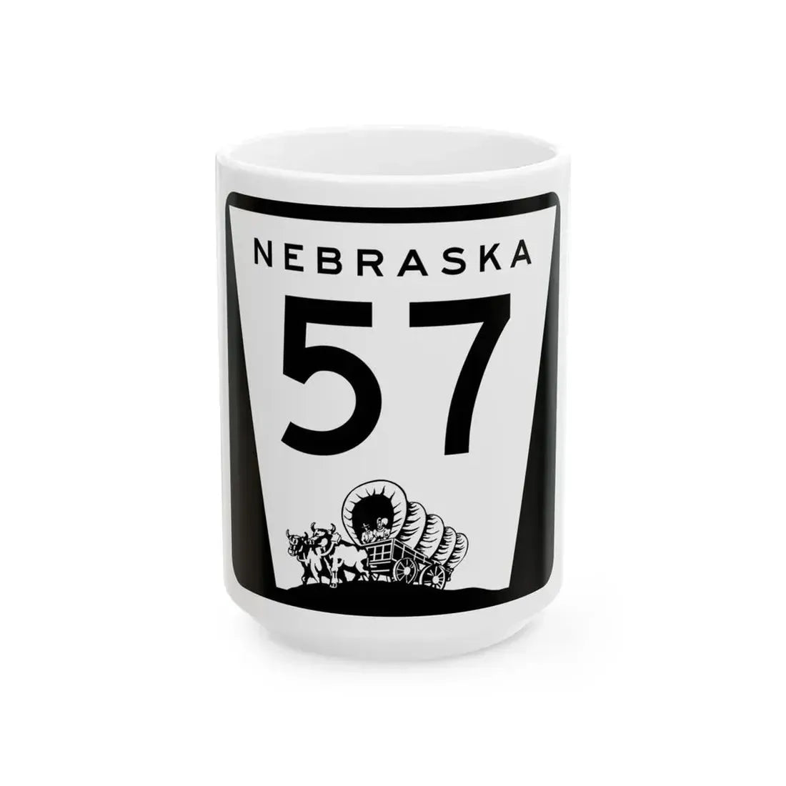 N-57 (Nebraska) (Road Sign) White Coffee Mug 15oz - Go Mug Yourself