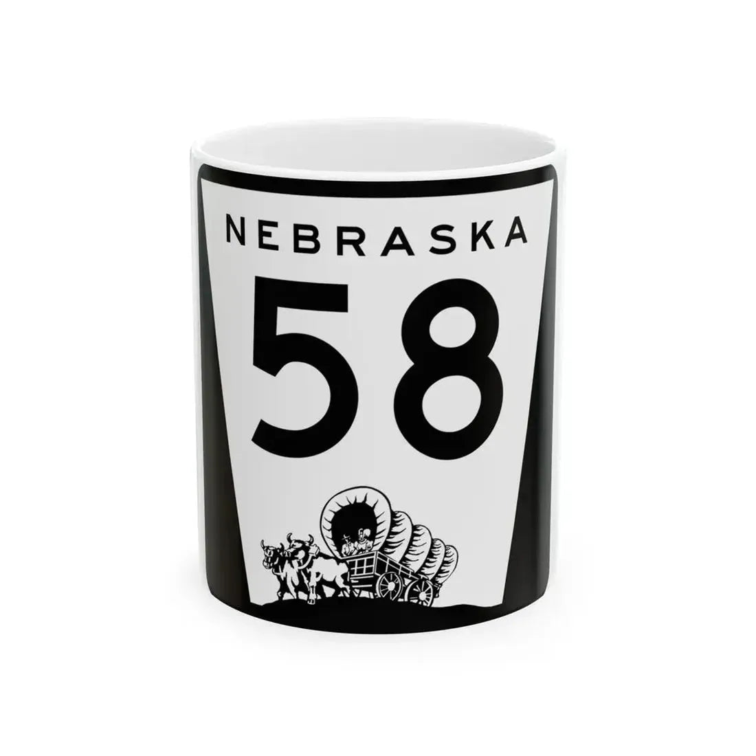 N-58 (Nebraska) (Road Sign) White Coffee Mug 11oz - Go Mug Yourself