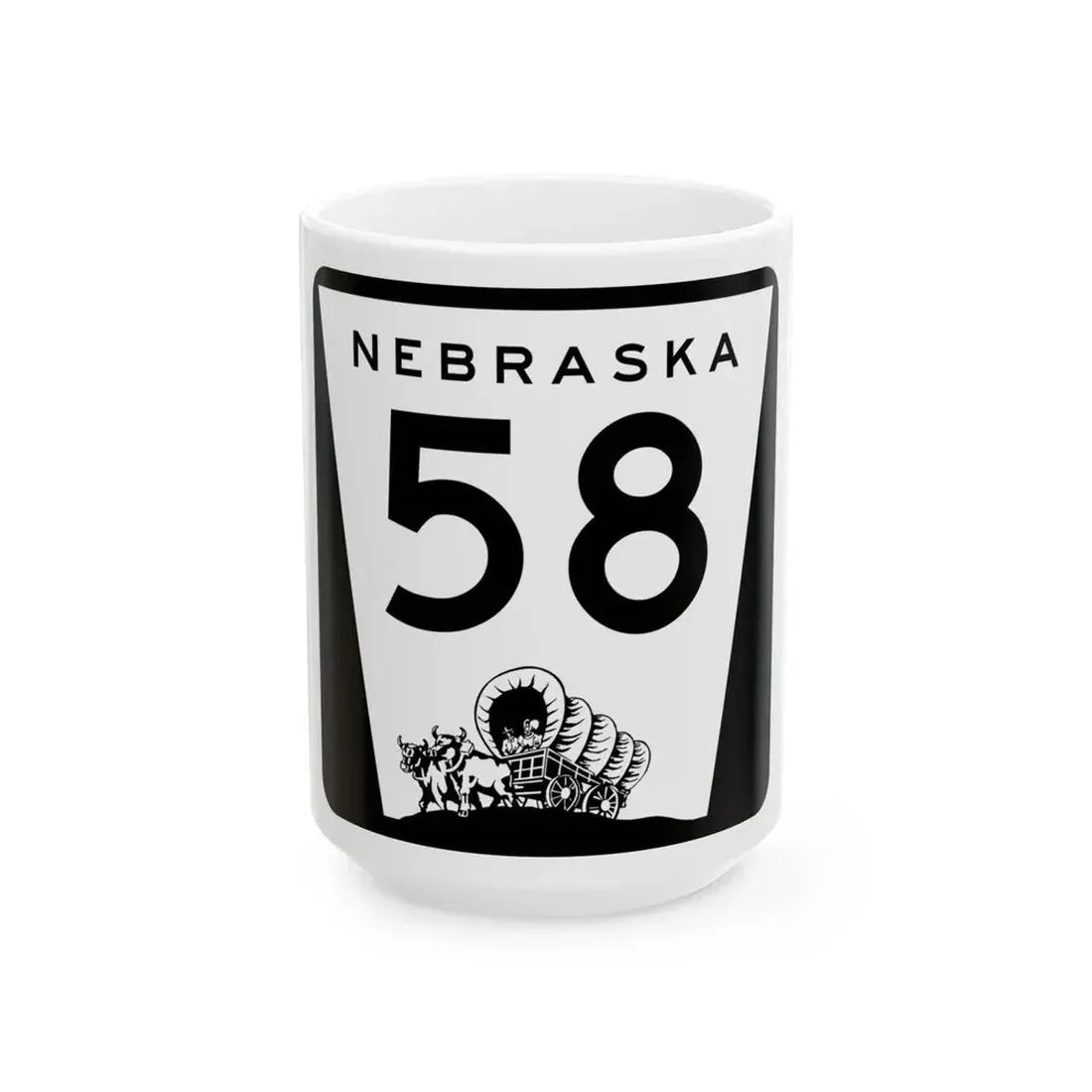 N-58 (Nebraska) (Road Sign) White Coffee Mug 15oz - Go Mug Yourself
