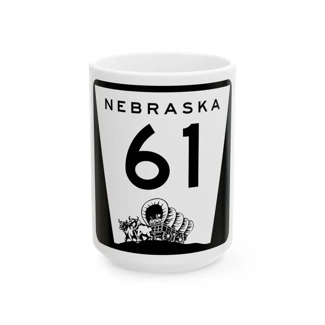 N-61 (Nebraska) (Road Sign) White Coffee Mug 15oz - Go Mug Yourself